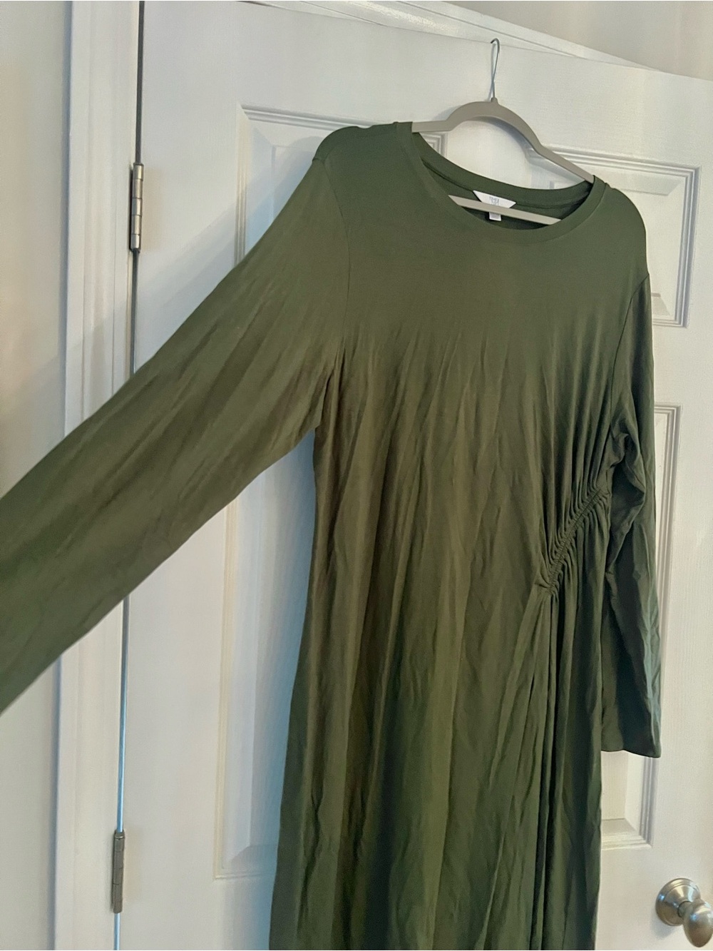 Time and Tru Olive Green Knit long Sleeved Dress. Sz XL Stretchy.
